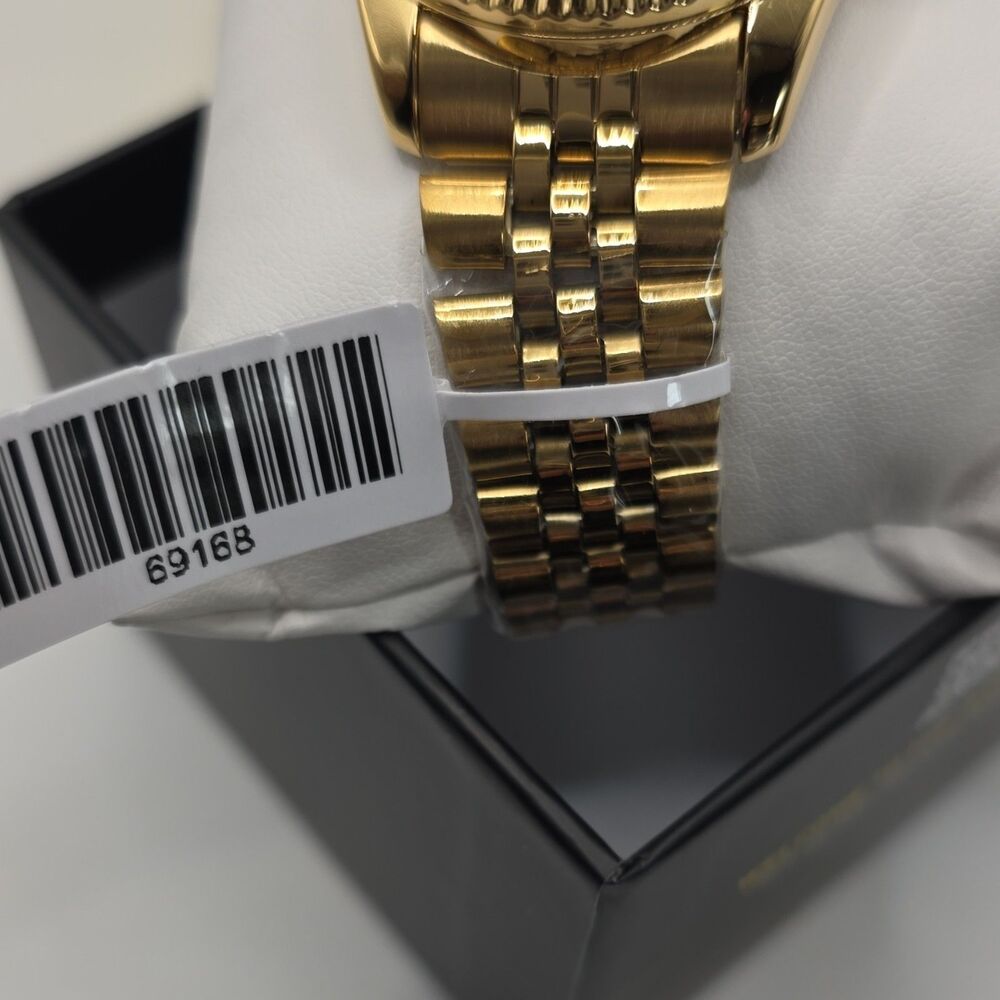 Invicta Gold-Tone Analog Wristwatch, Fluted Bezel, Black Dial, Box 69168 - Picture 3 of 4